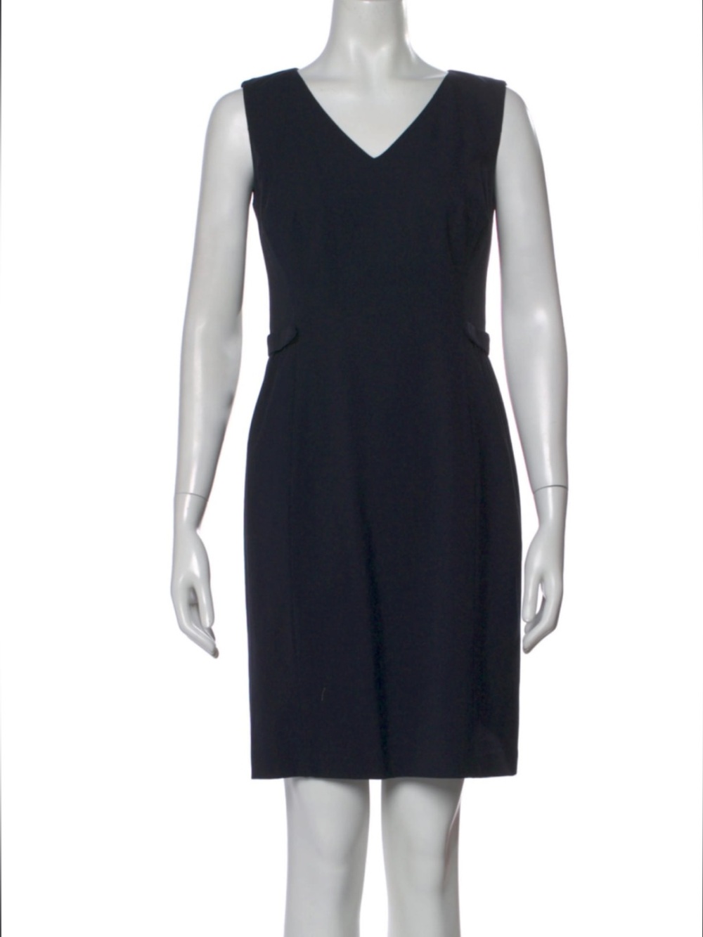 Lafayette 148 New York Black 100% Virgin Wool Knee-Length V-Neck Sheath Dress